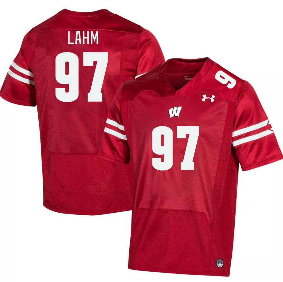 Men #97 Gavin Lahm Winsconsin Badgers College Football Jerseys Stitched Sale-Red